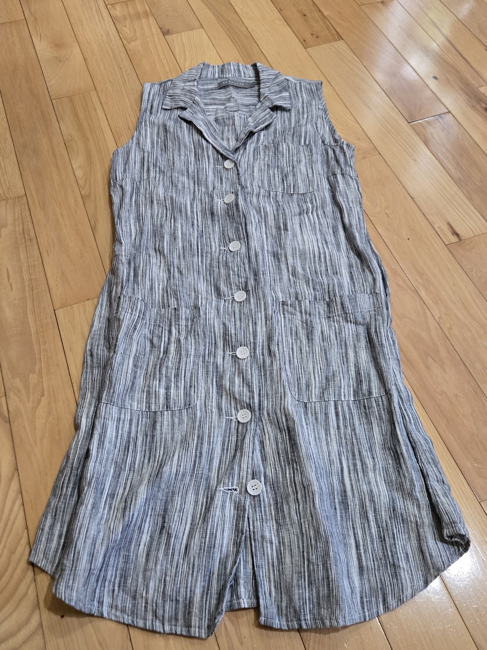 100% Linen 209WST 38 New York Sleeveless Shirtdress 2